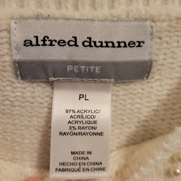 Vintage Alfred Dunner Sweater Diamond Pattern Pearl Floral Bead Applique - Picture 5 of 6